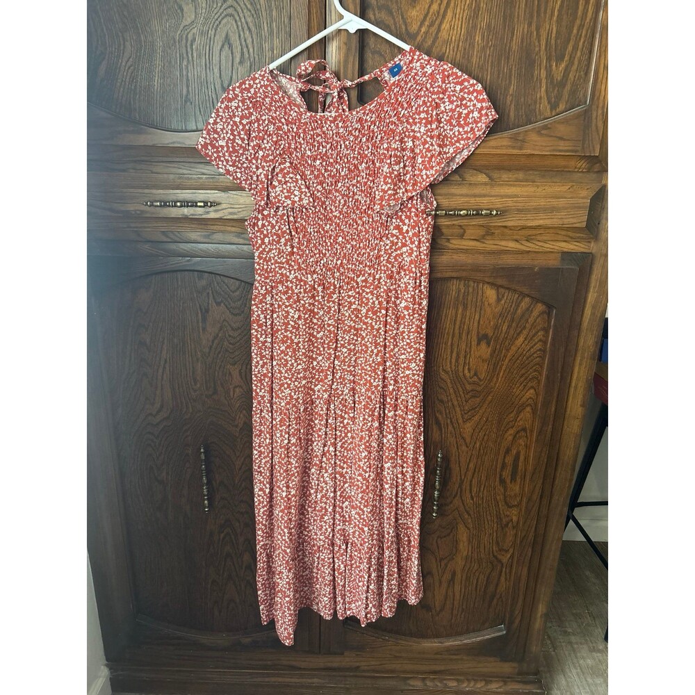 Old Navy Midi dress dark orange floral flutter sleeve